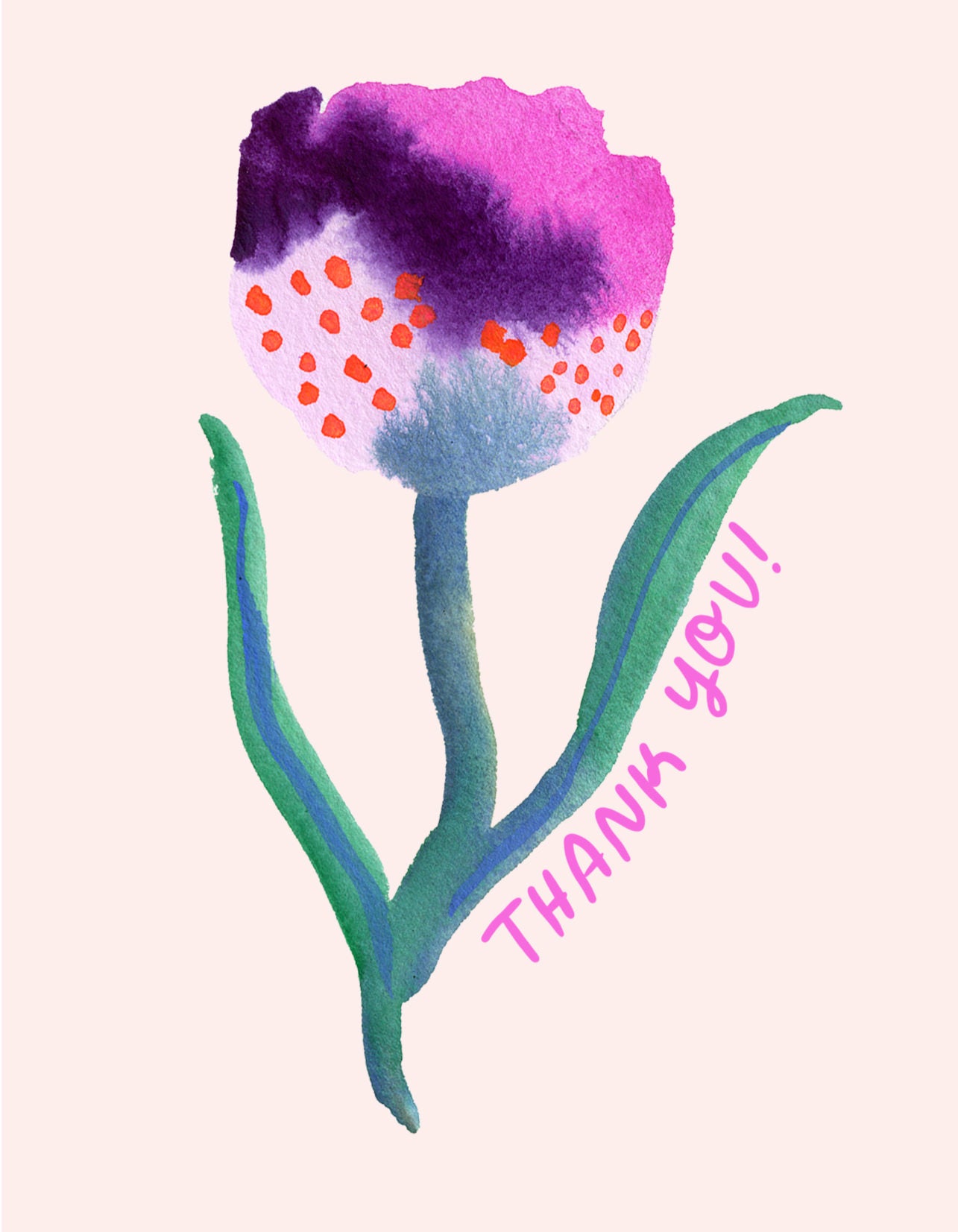 Purple Tulip Thank You Greeting Card