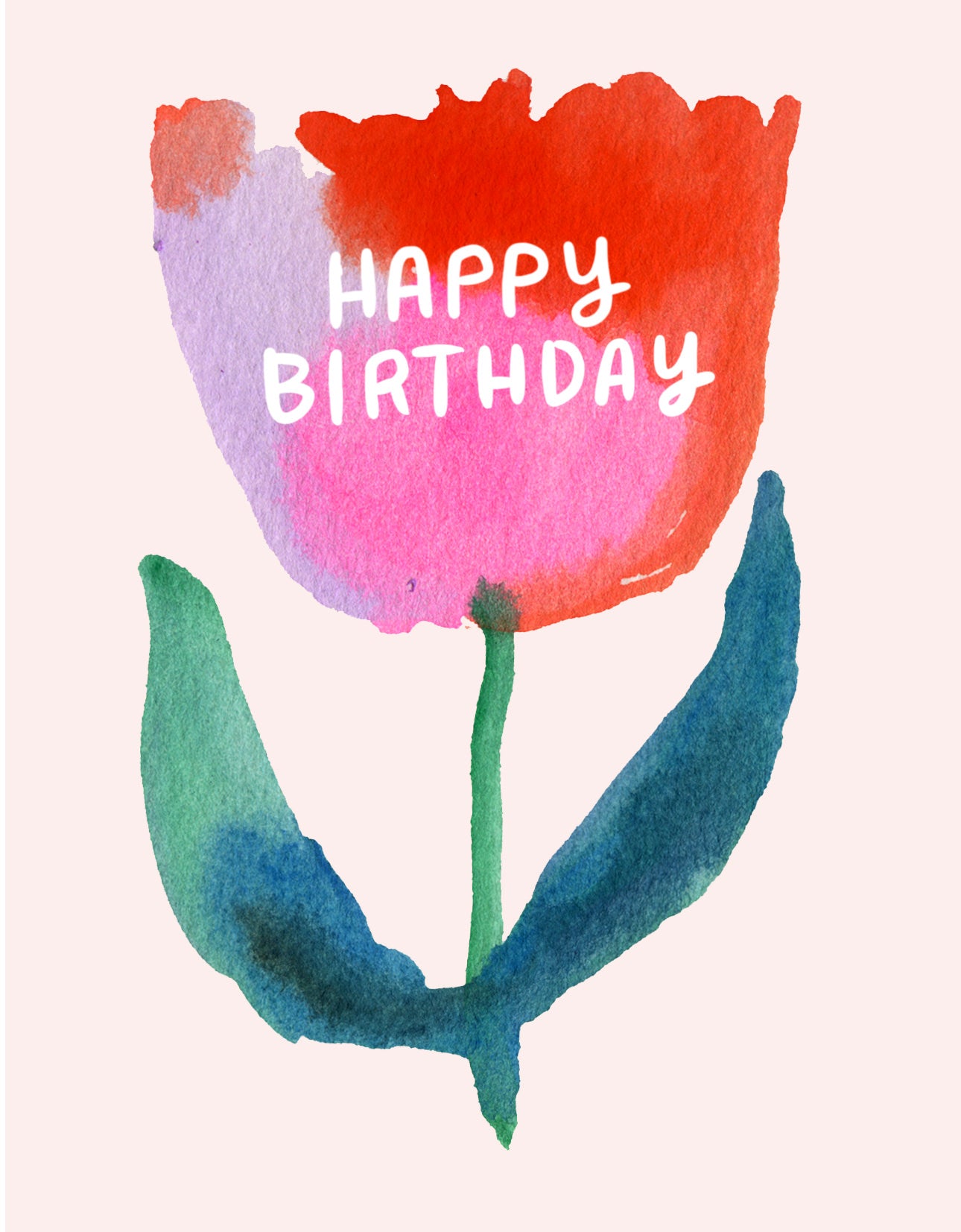 Red Tulip Happy Birthday Greeting Card
