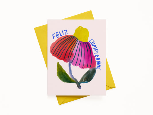 Feliz Cumpleaños Echinacea Greeting Card (Spanish)
