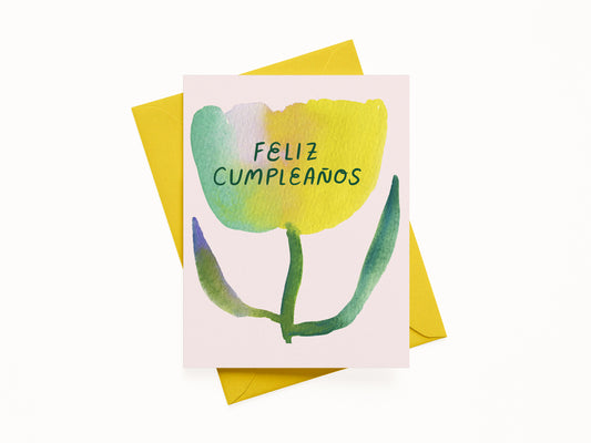 Feliz Cumpleaños Tulip Greeting Card (Spanish)