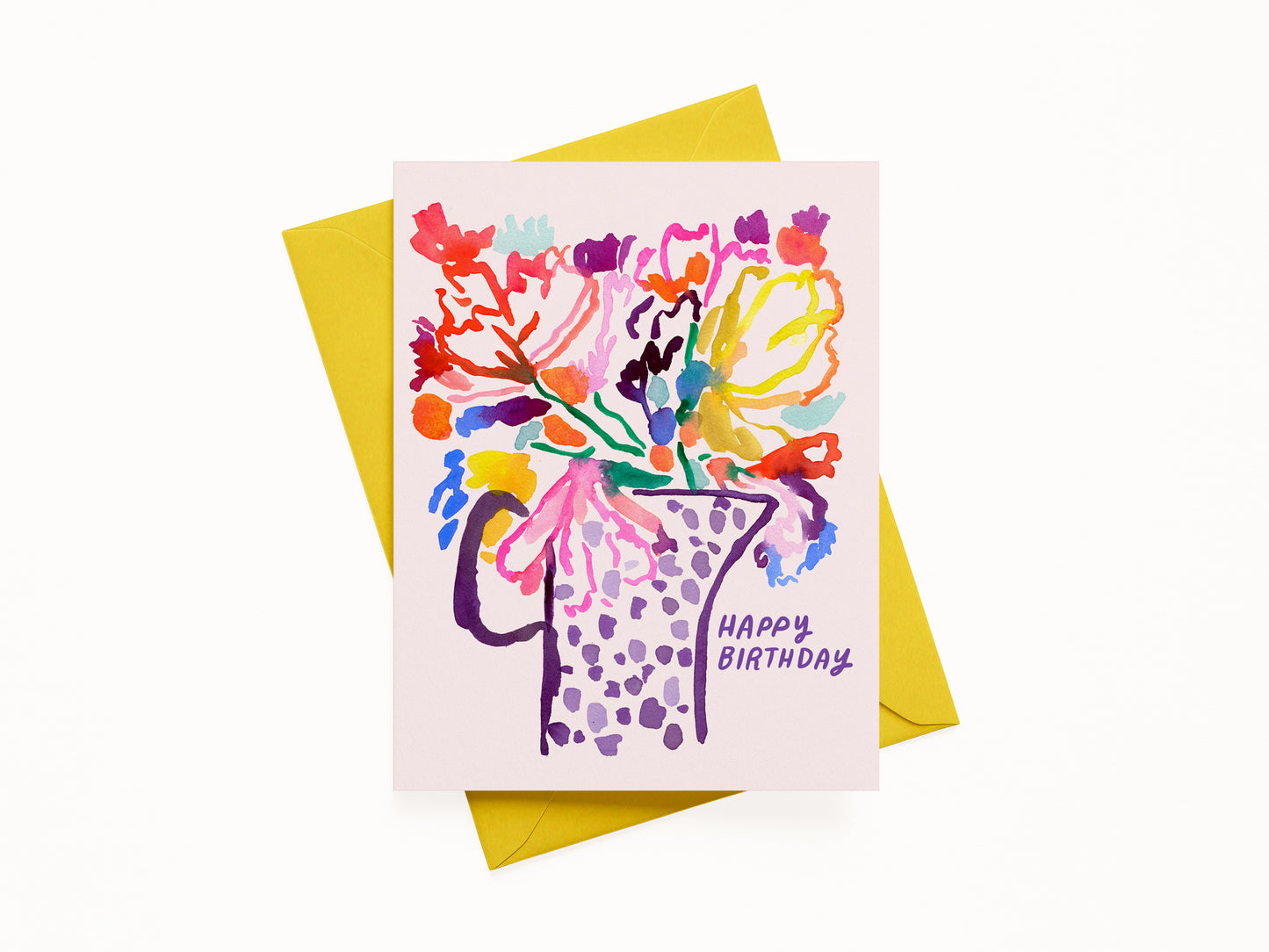 Purple Bouquet Happy Birthday Greeting Card